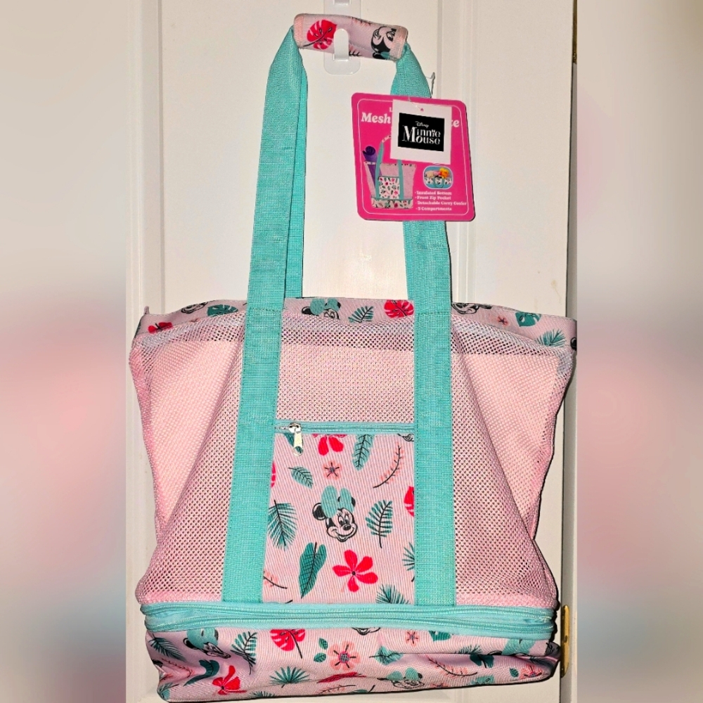 Disney Minnie Mouse Large Capacity Mesh Cooler Tote Bag☆2 Totes In 1☆